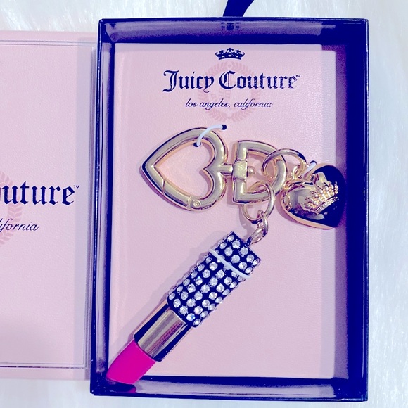 🩷PRICE IS FIRM🩷Juicy Couture Rhinestones Lipstick Key Chain NWT HTF Y2K Vintage - Picture 2 of 8